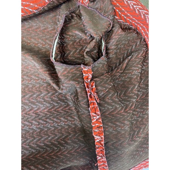 VTG Amy Adams Knits Womens Jacket 70s Boho Swing Collar Red Chevron Medium - Picture 9 of 11
